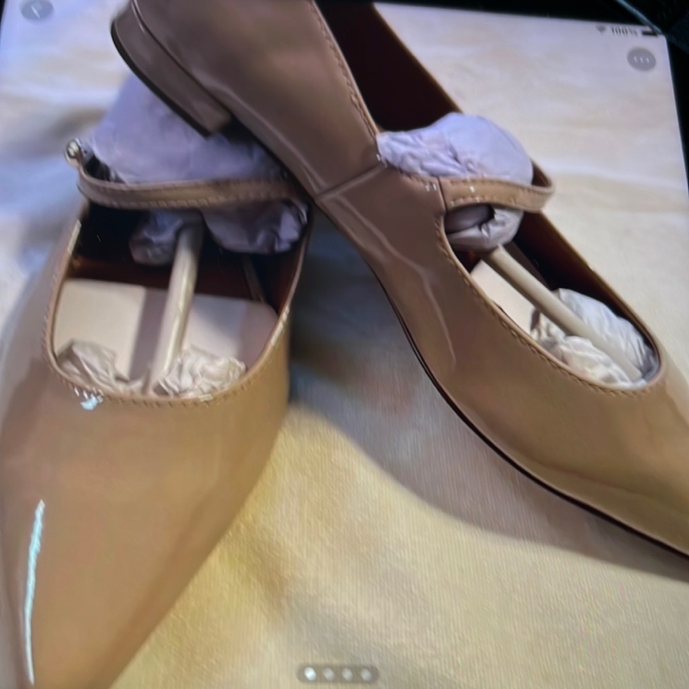 J. Crew Patent Leather Nude Tan Mary Jane Flats NWOT